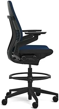 Steelcase Gesture 442 Stool Chair - Cogent: Connect Tumeric Fabric, Shell Back, Light on Dark Frame, Wheels for Hard Flooring