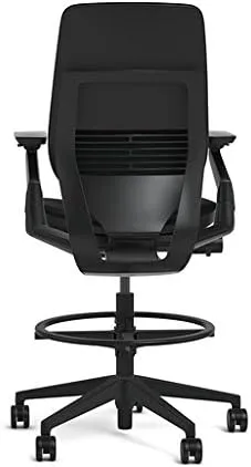Steelcase Gesture 442 Stool Chair - Cogent: Connect Tumeric Fabric, Shell Back, Light on Dark Frame, Wheels for Hard Flooring
