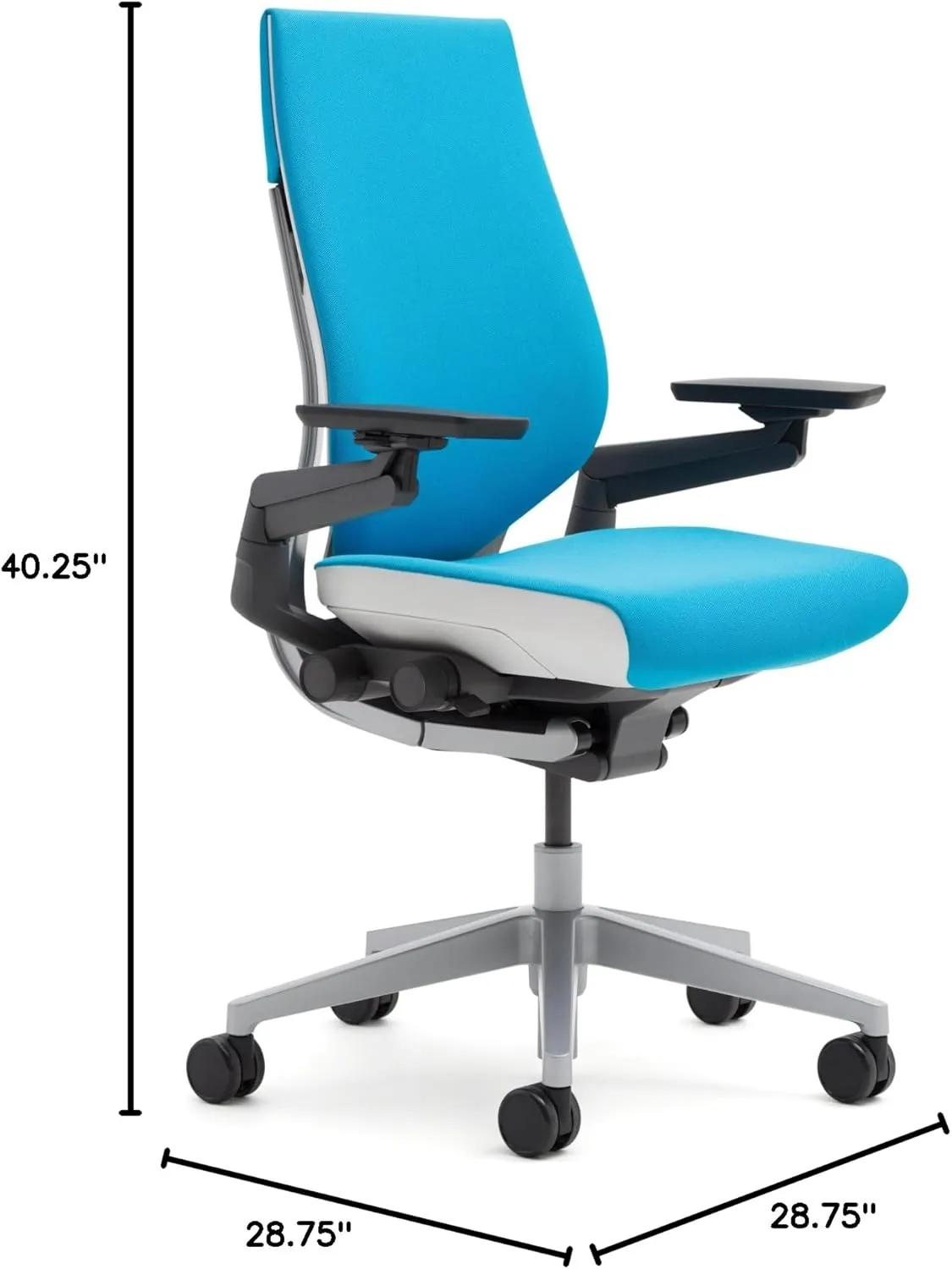 Steelcase Gesture Office Chair - Cogent Connect Coconut Upholstered Wrapped Back Black Frame High Seat Black Seat/Back/Arms Hard Floor Caster Wheels