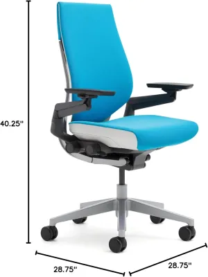 Steelcase Gesture Office Chair - Cogent Connect Coconut Upholstered Wrapped Back Black Frame High Seat Black Seat/Back/Arms Hard Floor Caster Wheels