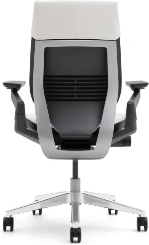 Steelcase Gesture Office Chair - Cogent Connect Coconut Upholstered Wrapped Back Platinum Metallic Frame High Seat Merle Seat/Back/Arms (Dark/Light) Hard Floor Caster Wheels