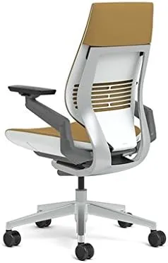 Steelcase Gesture Office Chair - Cogent Connect Nugget Upholstered Wrapped Back Platinum Metallic Frame High Seat Light Seagull Seat/Back Dark Merle Arms (Light/Light) Hard Floor Caster Wheels
