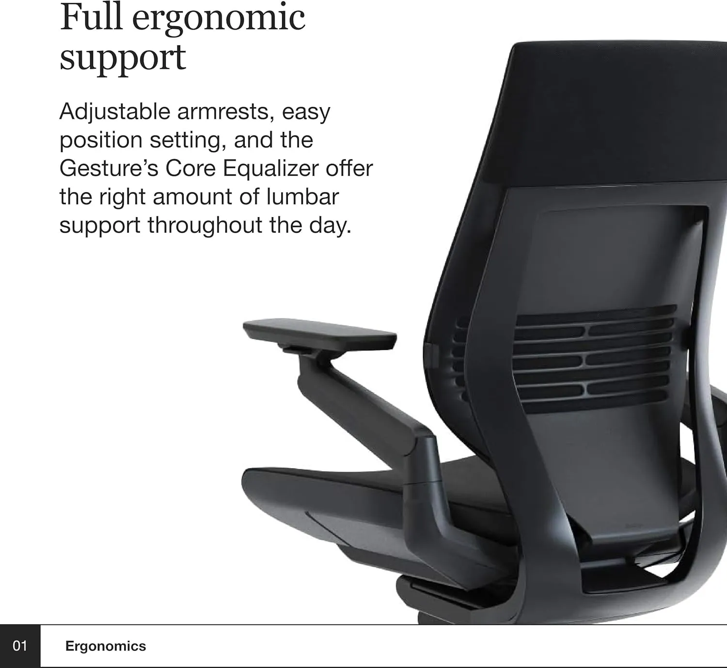 Steelcase Gesture Office Chair - Ergonomic Work Chair with Wheels for Carpet - Comfortable - Intuitive-to-Adjust for Desk - 360-Degree Arms - Licorice Fabric, Dark Frame