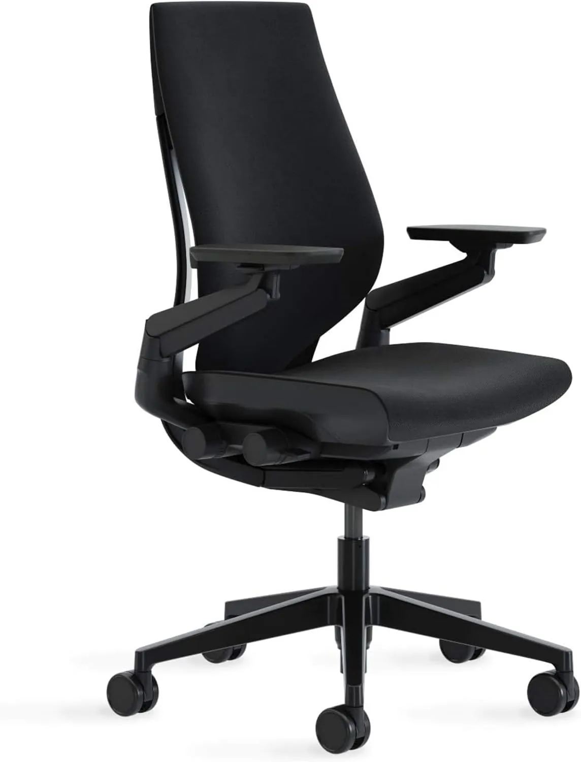 Steelcase Gesture Office Chair - Ergonomic Work Chair with Wheels for Carpet - Comfortable - Intuitive-to-Adjust for Desk - 360-Degree Arms - Licorice Fabric, Dark Frame