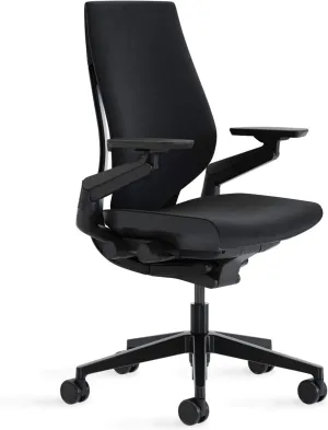 Steelcase Gesture Office Chair - Ergonomic Work Chair with Wheels for Carpet - Comfortable - Intuitive-to-Adjust for Desk - 360-Degree Arms - Licorice Fabric, Dark Frame