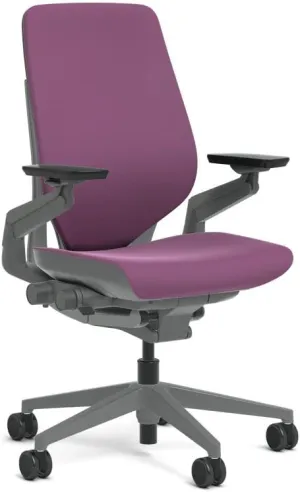 Steelcase Gesture Task Chair: Shell Back - Sterling Dark Solid Frame/Base/Merle Accent - Adjustable Lumbar Support - Standard Carpet Casters