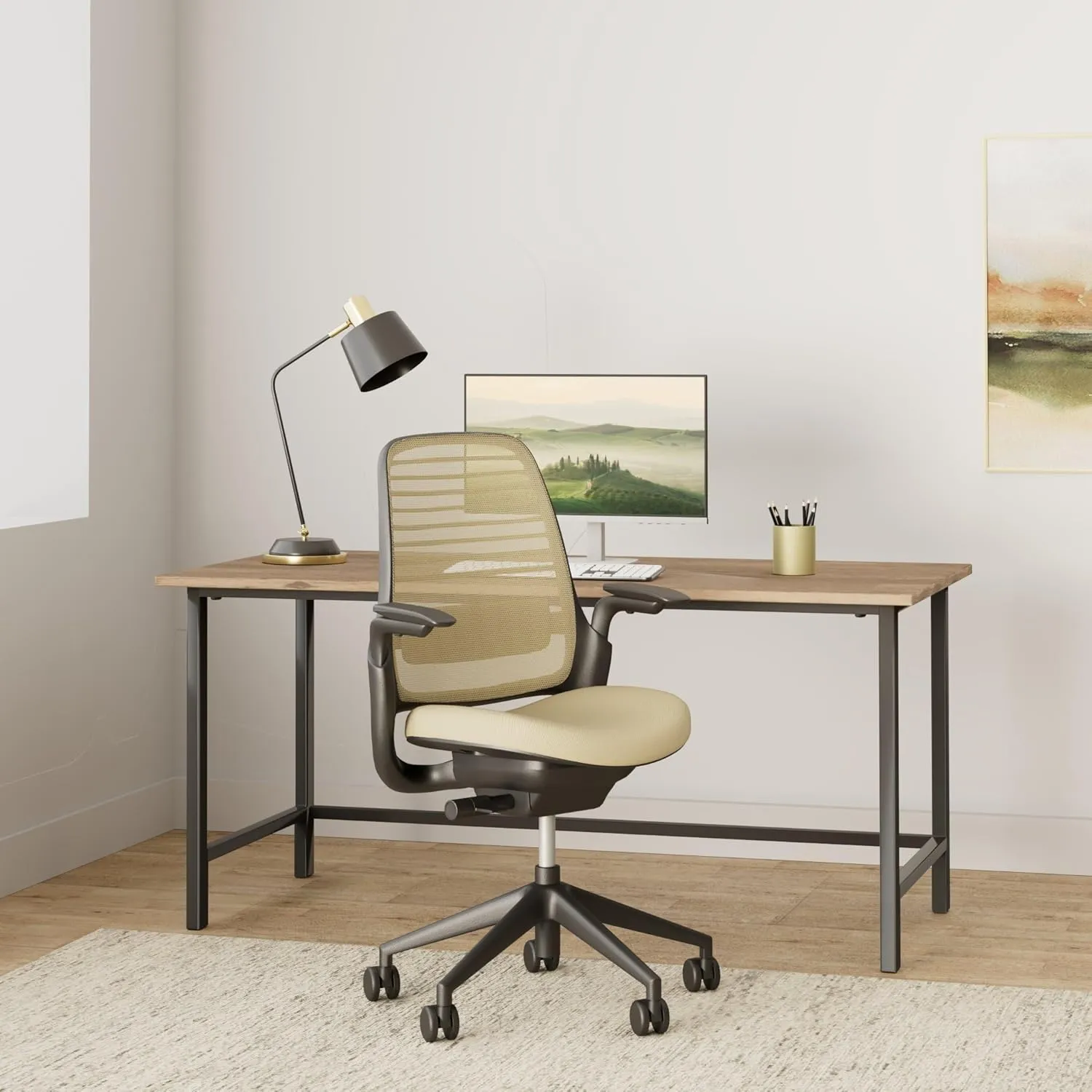 Steelcase Series 1 Office Chair - Ergonomic Work Chair with Wheels for Carpet - Helps Support Productivity - Weight-Activated Controls, Back Supports & Arm Support - Easy Assembly - Malt