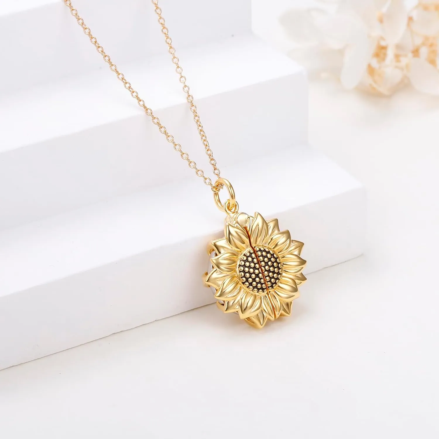 Sterling Silver Love Heart Photo Pendant Locket Necklace for Women, Tree of Life/Compass/Sunflower Locket Necklaces That Hold Pictures Gift for Mom Grandma, Forever in My Heart