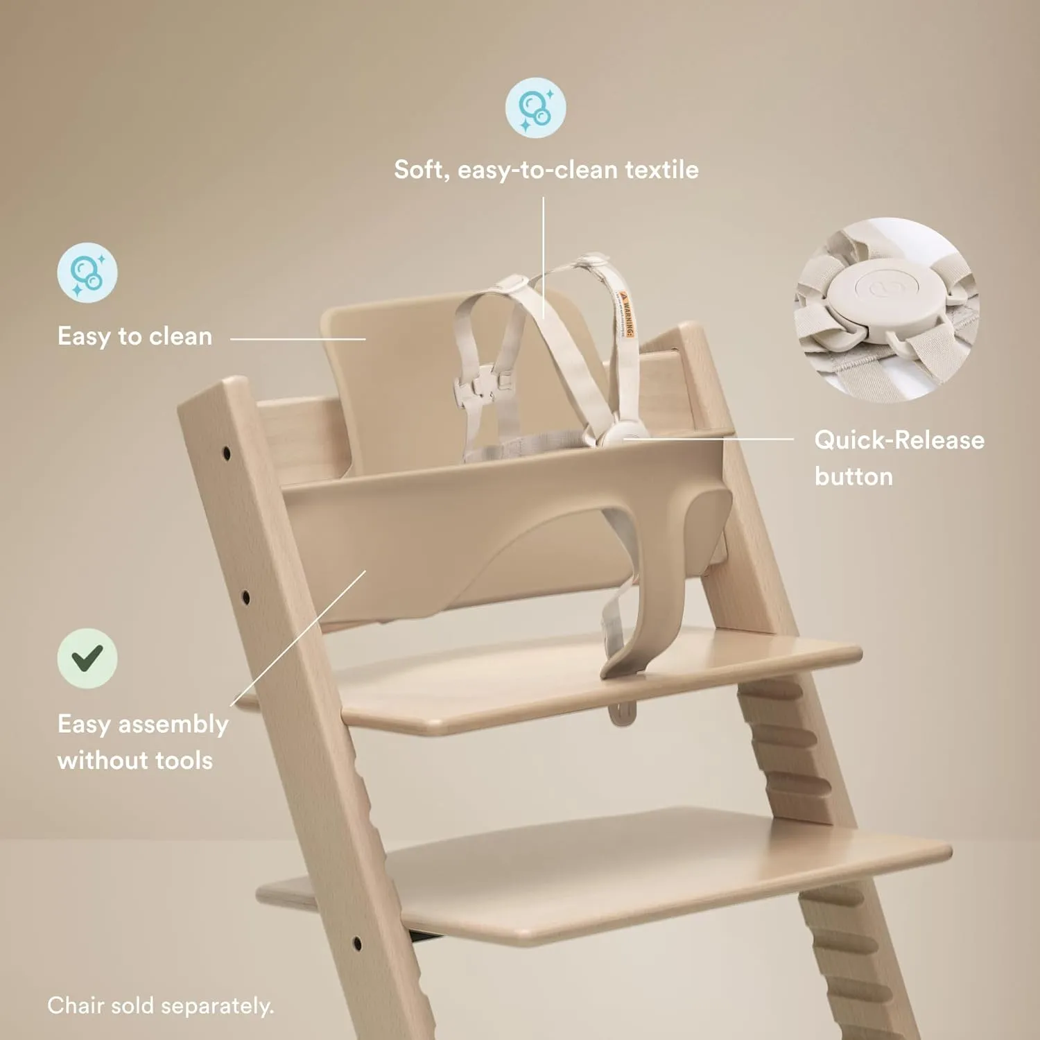Stokke Tripp Trapp Baby Set 2, Serene Pink - Ages 6-36 Months - Convert The Tripp Trapp Chair into a Comfortable High Chair - Includes Stokke Harness 2