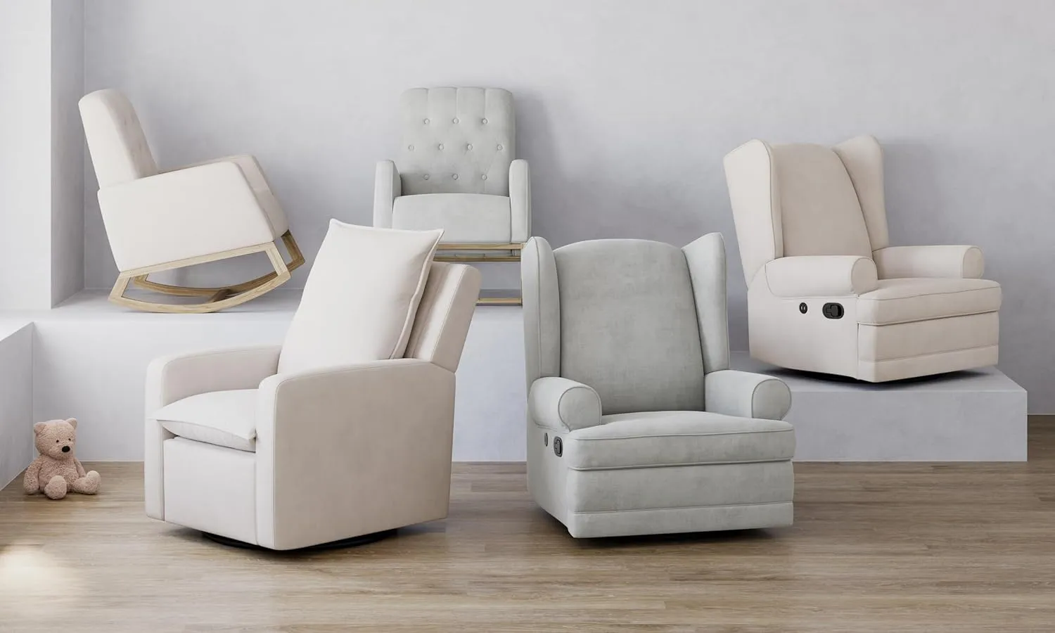 Storkcraft Timeless Recliner Glider with USB Charging Port (Ivory Boucle) - Ultimate Nursery Rocking Chair, Baby Glider Chair for Nursery, 360° Swivel Recliner, Plush Upholstery