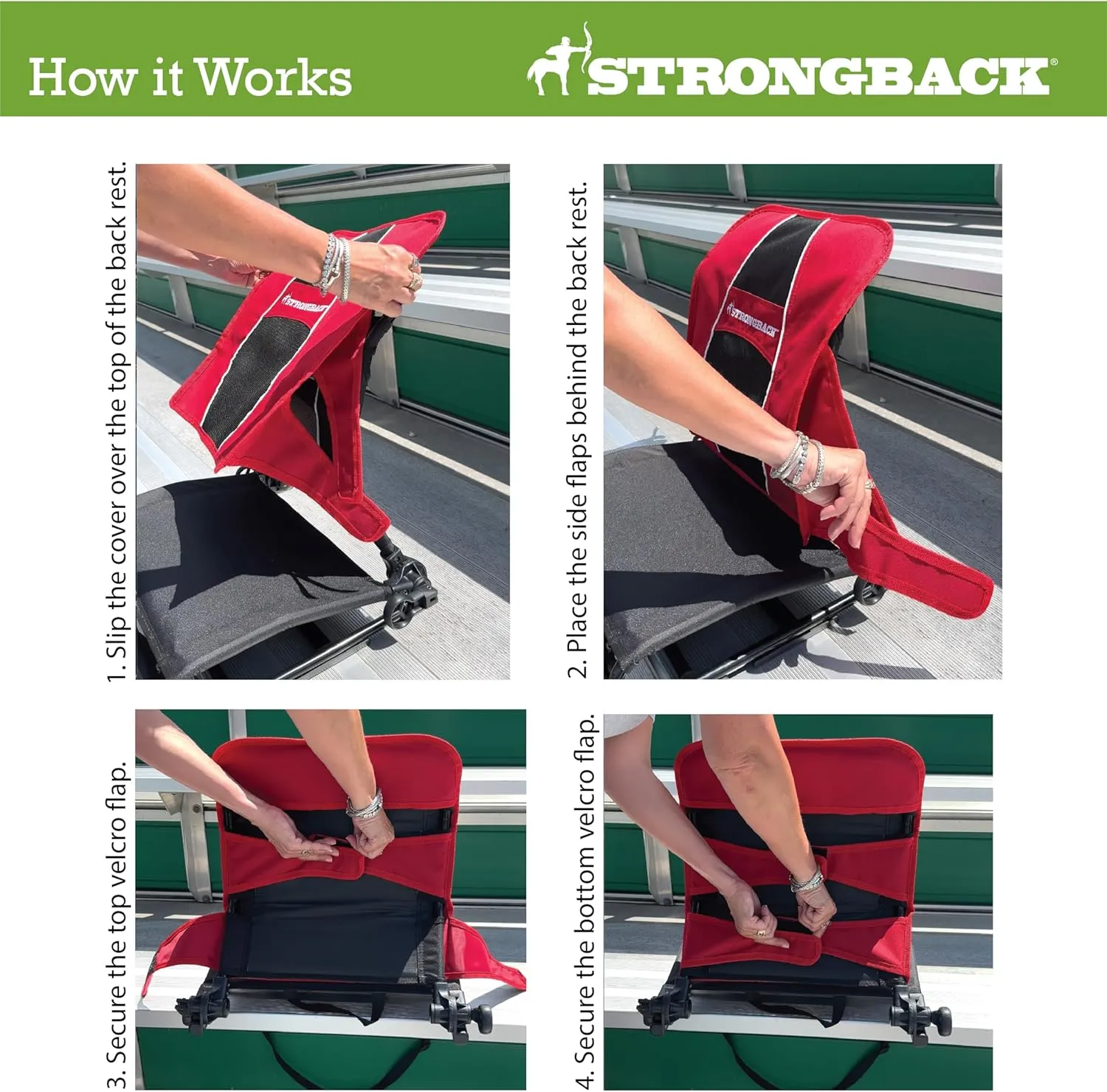 STRONGBACK Lumbar Support Stadium Seats for Bleachers – Ergonomic Chairs with Back Support for Adults & All-Day Comfort