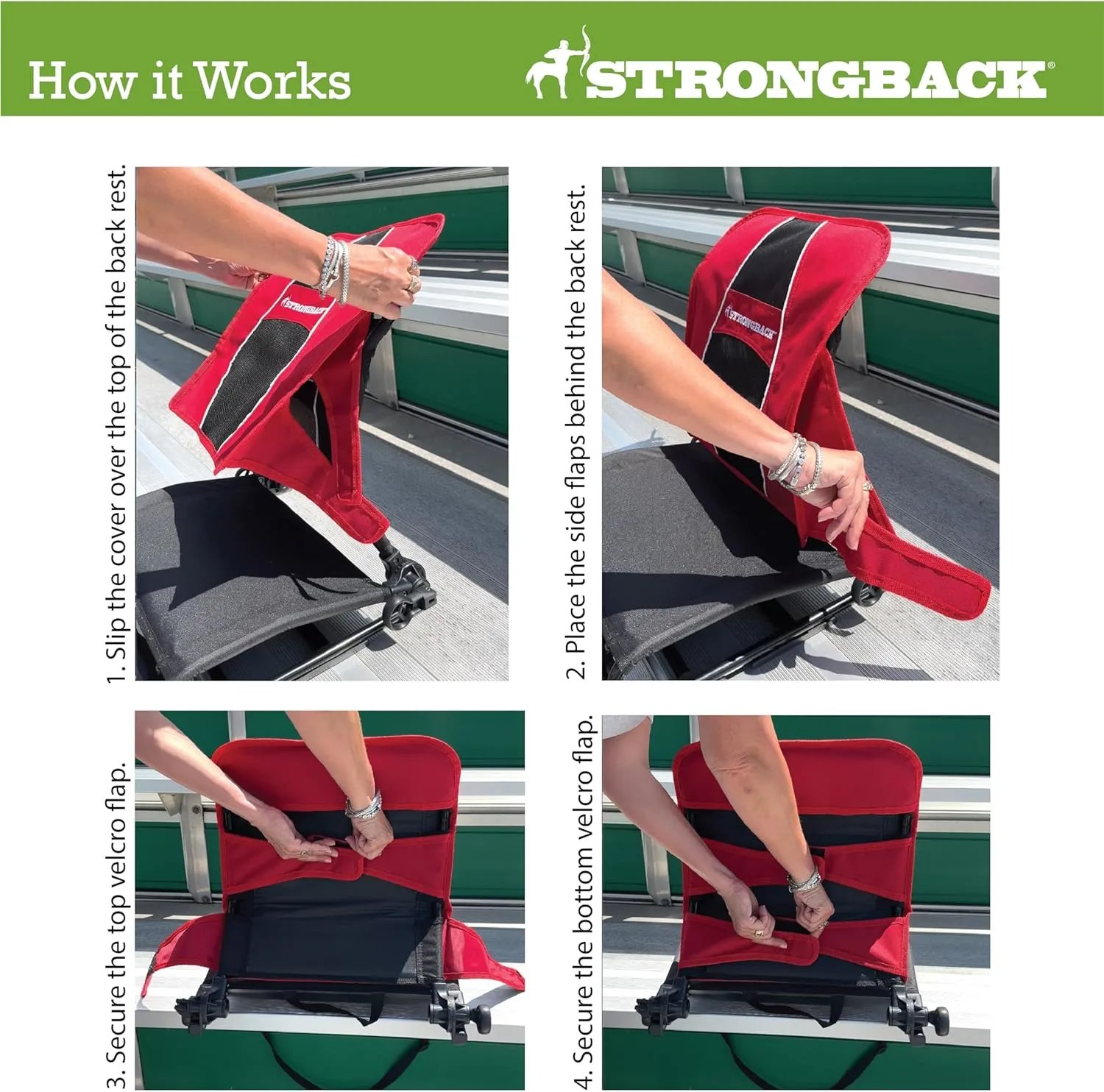 STRONGBACK Lumbar Support Stadium Seats for Bleachers – Ergonomic Chairs with Back Support for Adults & All-Day Comfort