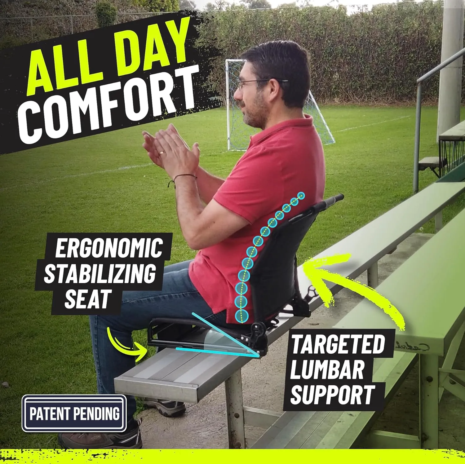 STRONGBACK Lumbar Support Stadium Seats for Bleachers – Ergonomic Chairs with Back Support for Adults & All-Day Comfort