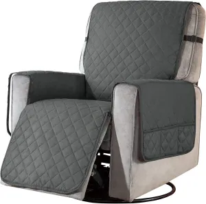 SUBRTEX Recliner Chair Cover for Small Reclining Chair Slipcover Seat Width to 25 Inch Reversible Washable Protector with Elastic Adjustable Straps for Kids Pets (Small Recliner, Gray)