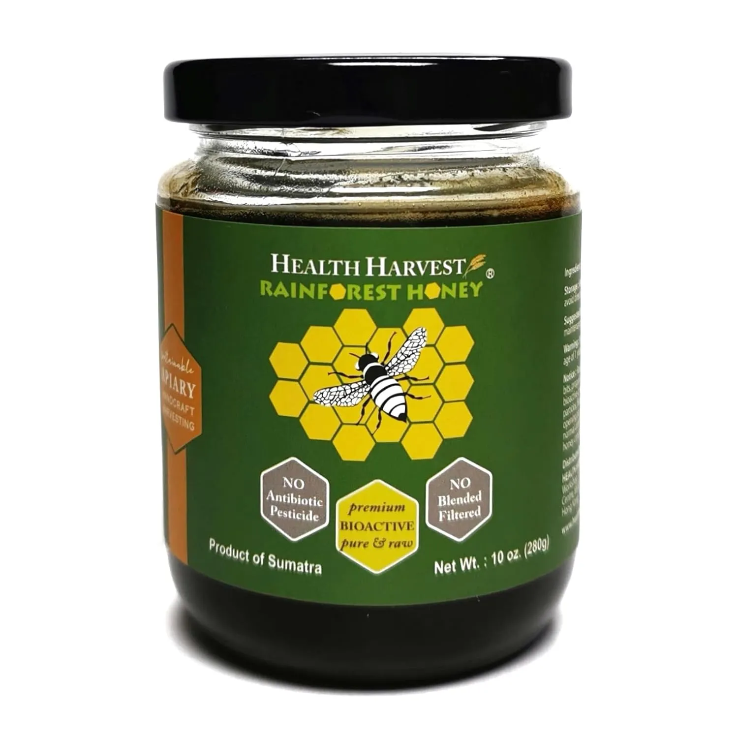 Sumatra Rainforest Honey 10oz | Handcraft Harvesting from Sustainable Apiary in the Tropical Rainforest Heritage of Sumatra | Premium Authentic Raw & Bioactive