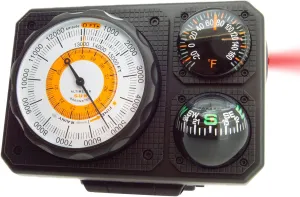 Sun Company Navigat'r 6 - Six-Function Dashboard Instrument for Car and Truck | Altimeter, Barometer, Ball Compass, Thermometer, LED Light, Signal Mirror