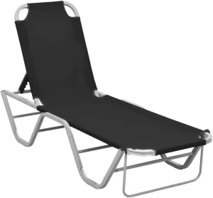 Sun Lounger Aluminum and Textilene Blacktanning Chair Recliner Patio Camping chairsSuitable for Garden Courtyard