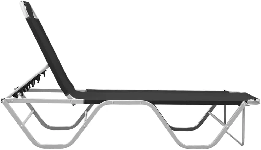 Sun Lounger Aluminum and Textilene Blacktanning Chair Recliner Patio Camping chairsSuitable for Garden Courtyard