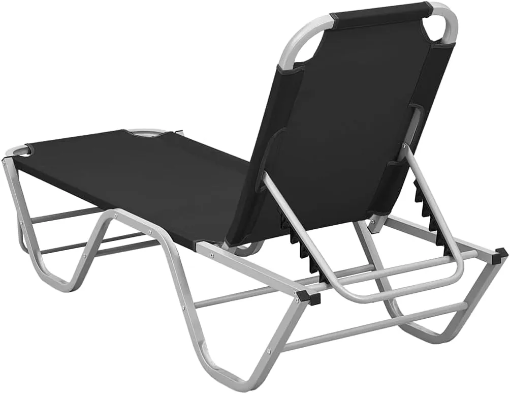 Sun Lounger Aluminum and Textilene Blacktanning Chair Recliner Patio Camping chairsSuitable for Garden Courtyard