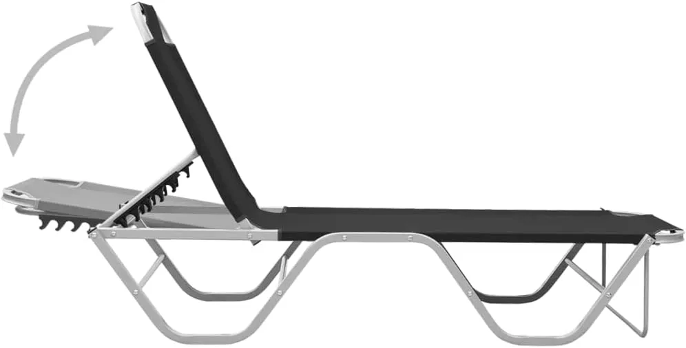 Sun Lounger Aluminum and Textilene Blacktanning Chair Recliner Patio Camping chairsSuitable for Garden Courtyard