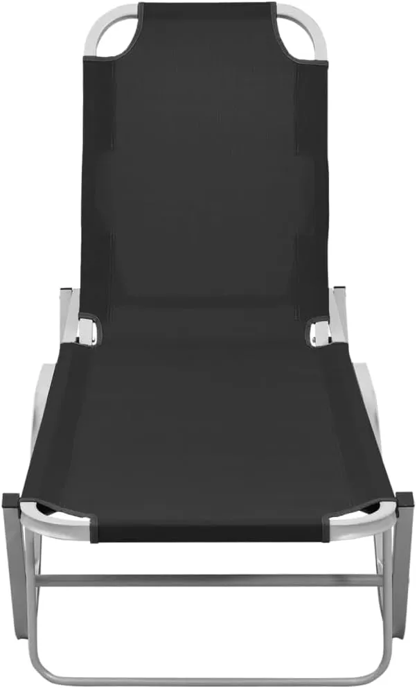 Sun Lounger Aluminum and Textilene Blacktanning Chair Recliner Patio Camping chairsSuitable for Garden Courtyard