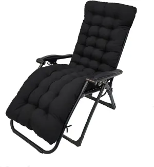 Sun Lounger Chair Cushions,67-inch Lounge Chaise Cushion Sun Lounger Mattress with Non-Slip Back Elastic Sleeve for Garden Outdoor/Indoor/Sofa/Tatami/Car Seat/Bench (Black)