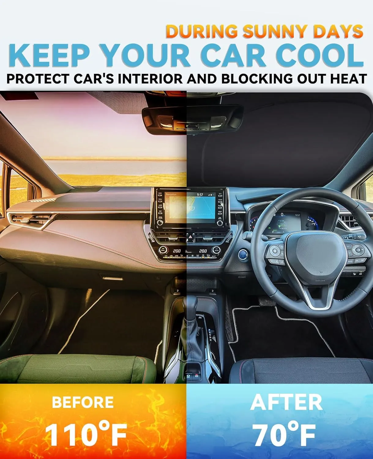 Sun Shade for Compass Windshield Sunshades for 2017-2023 2024 2025 Jeep Compass Windshield Cover Foldable Front Window Shields 240T Silver Coating Protector Sun Visor Blocks UV Rays Car Accessories