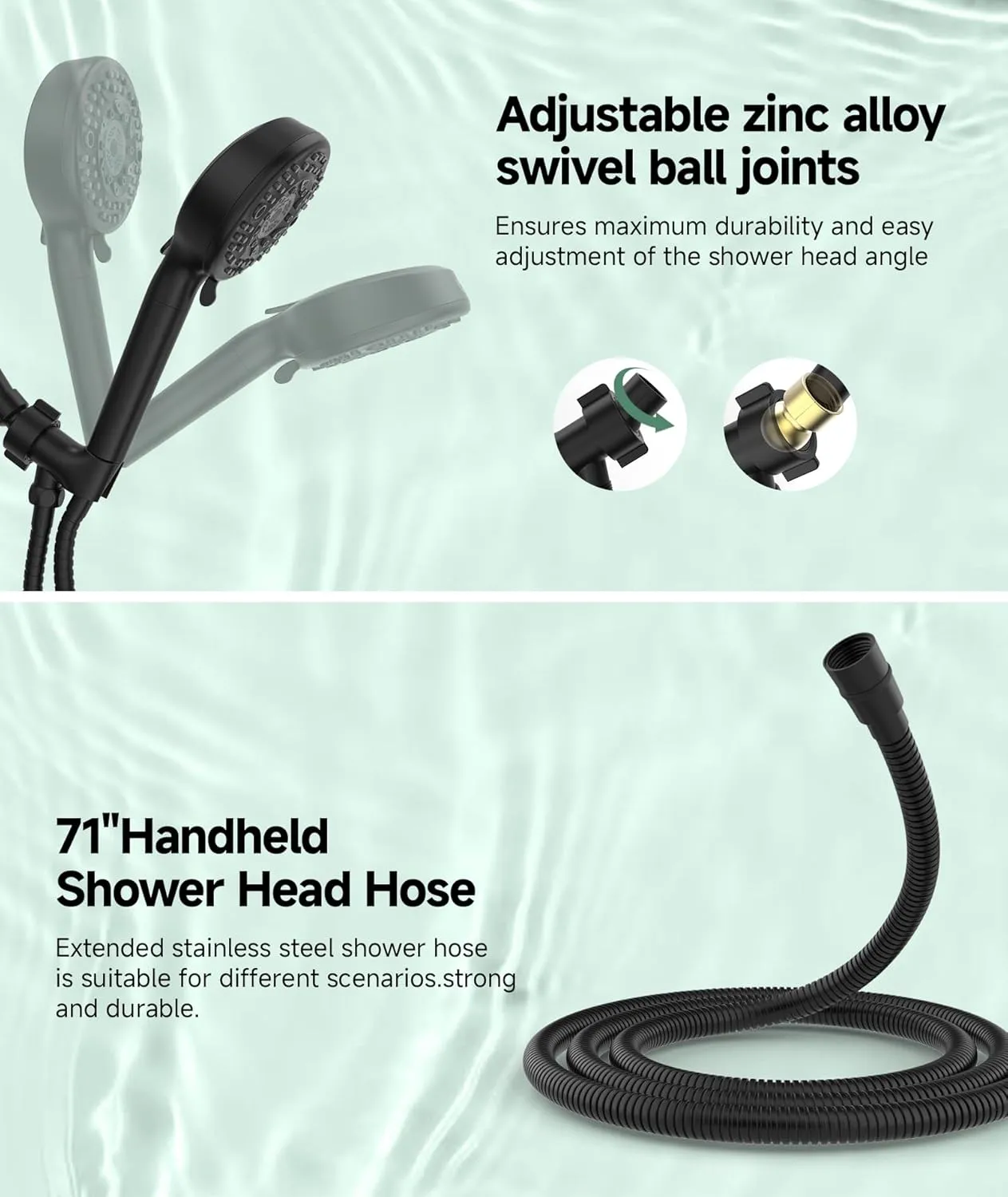 SunCleanse Filtered Shower Head with Handheld, 9-Spray Setting Detachable Showerhead with Filters, Shower Head for Hard Water - Filtered Chlorine, Improve Skin and Hair Texture, Black