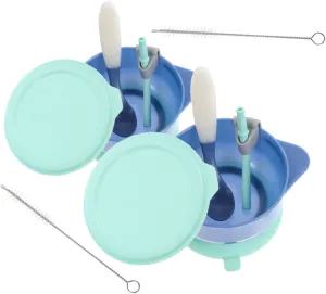 SUPVOX 2 Sets Feeding Bowls Unbreakable Suction Bowls with Lids Spoons Straws Material Nonslip Base for Mess Meals and Snacks