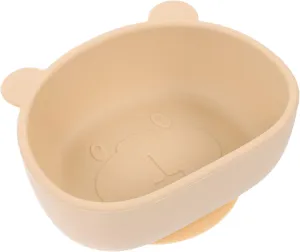 SUPVOX Silicone Suction Bowl for Durable Feeding Dish Self Eating Training Tableware Lightweight Bear Pattern Plate Easy to Use with Strong Suction