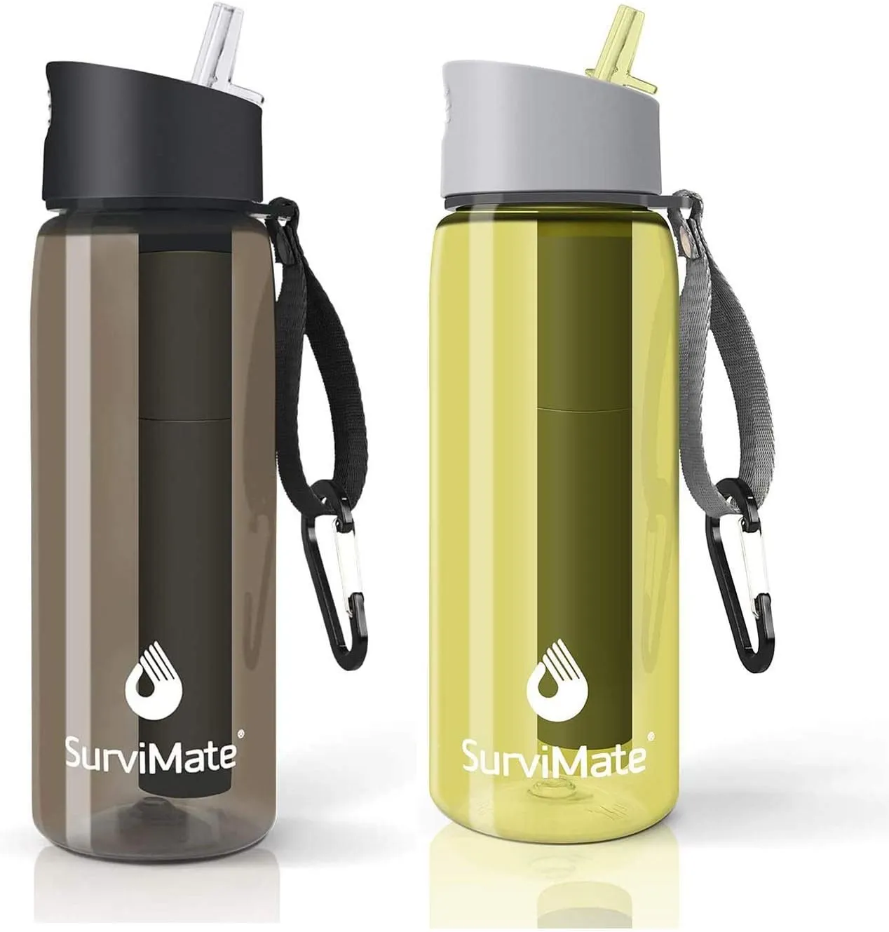 SurviMate Black and Yellow Filtered Water Bottles