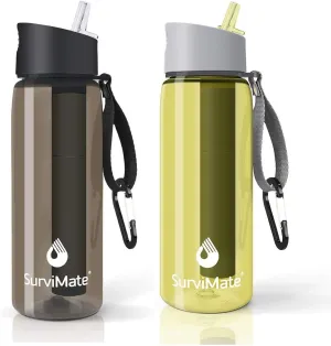 SurviMate Black and Yellow Filtered Water Bottles