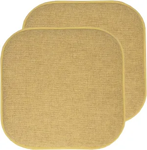 Sweet Home Collection Chair Cushion Memory Foam Pads Honeycomb Pattern Slip Non Skid Rubber Back Rounded Square 16" x 16" Seat Cover, 2 Pack, Alexis Gold