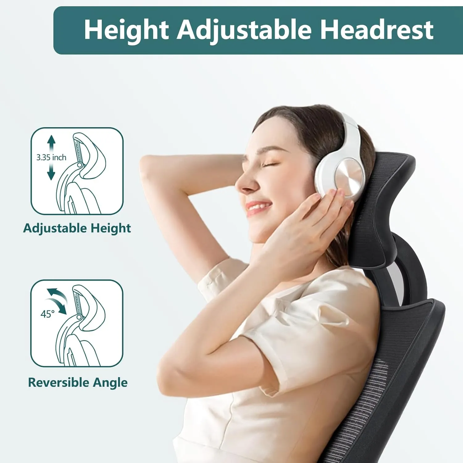 Sweetcrispy Home Office Desk Chair, Ergonomic Rolling Work Swivel High Back 135°Tilt Function Big and Tall Computer with Wheels, 2D Armrest Adjustable Lumbar Support & Headres, Dark Black