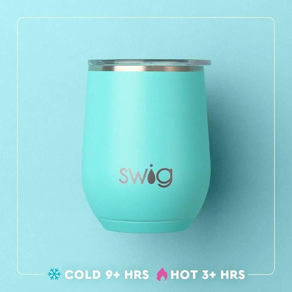 Swig Life 12oz Wine Tumbler with Lid, Stainless Steel, Dishwasher Safe, Portable, Triple Insulated Wine Tumbler (Busy Bee)