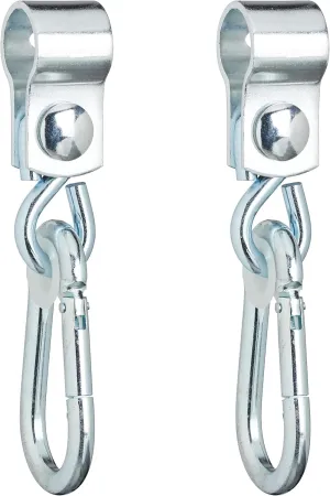 Swing Hooks with Carabiners, Set of 2 Cuff Hooks, 25 mm, Swing Attachment, Stainless Iron, Silver