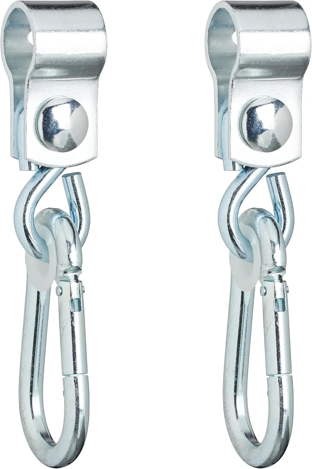 Swing Hooks with Carabiners, Set of 2 Cuff Hooks, 25 mm, Swing Attachment, Stainless Iron, Silver