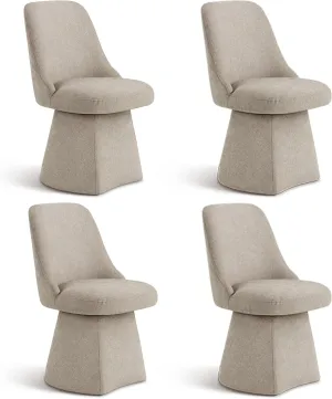 Swivel Dining Chair Mid Century Modern DeskChair High Back Upholstered Linen Fabric SideChair for Kitchen Diningroom Bedroom,Khaki,4 Box