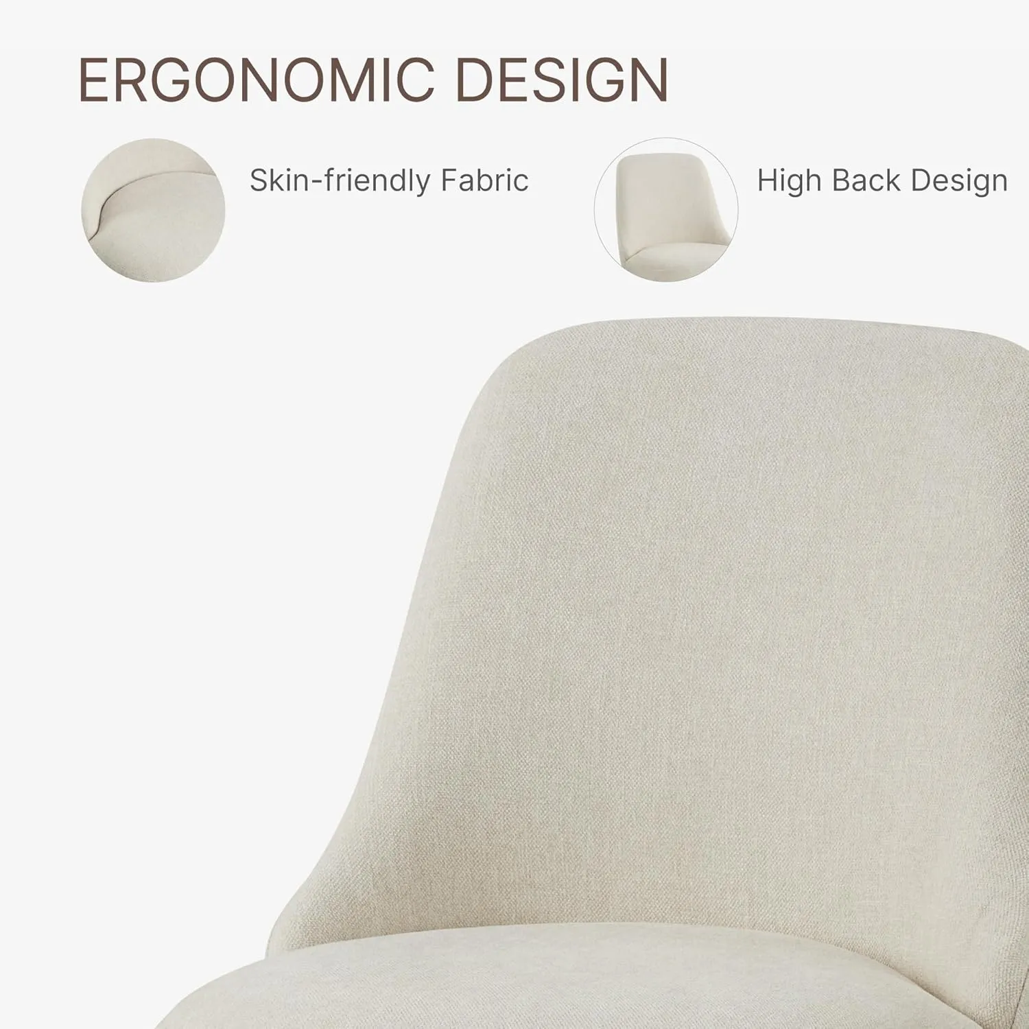 Swivel Dining Chair Mid Century Modern DeskChair High Back Upholstered Linen Fabric SideChair for Kitchen Diningroom Bedroom,Linen,4 Box