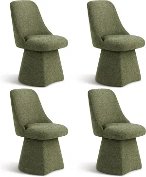 Swivel Dining Chair Mid Century Modern DeskChair High Back Upholstered Linen Fabric SideChair for Kitchen Diningroom Bedroom,Moss Green,4 Box