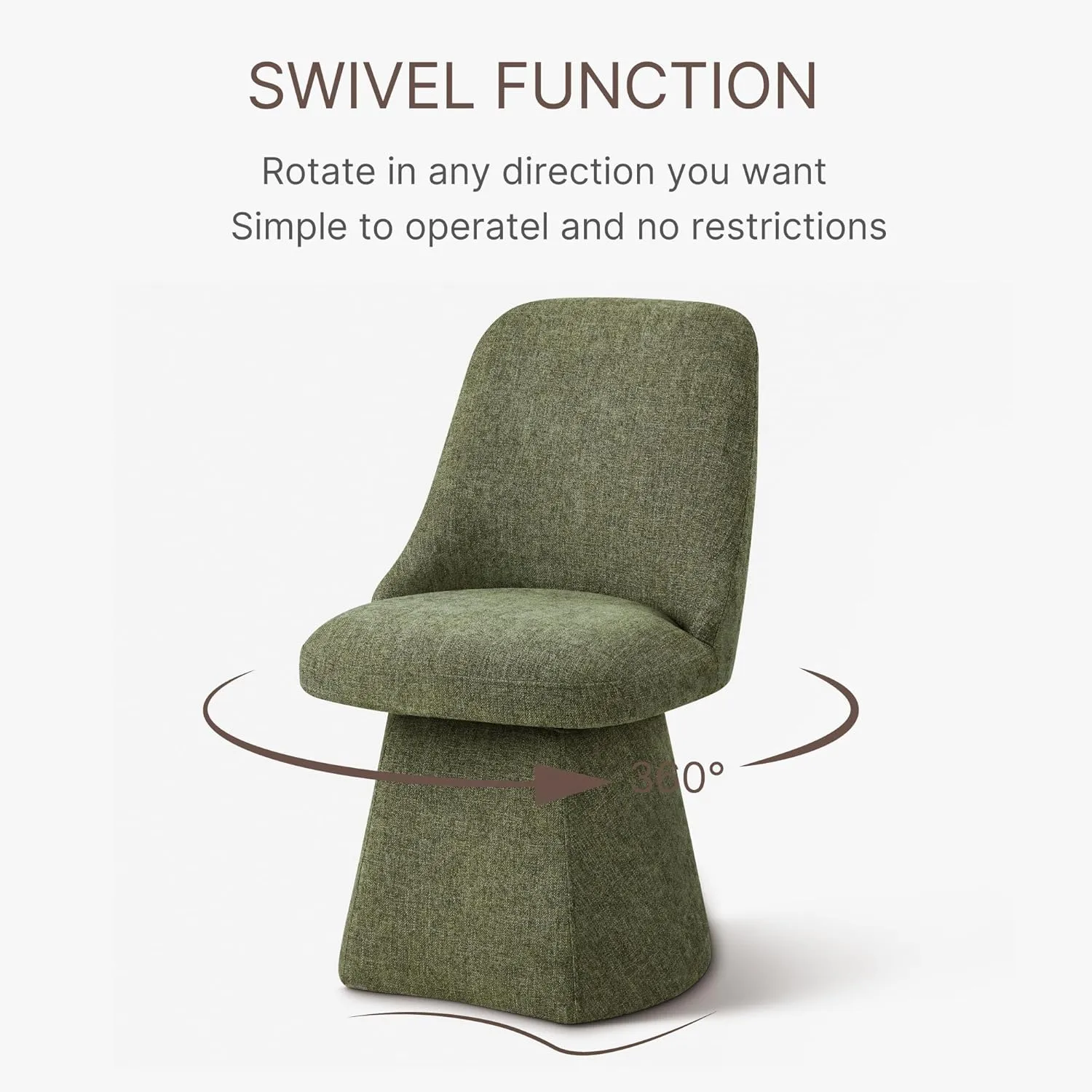 Swivel Dining Chair Mid Century Modern DeskChair High Back Upholstered Linen Fabric SideChair for Kitchen Diningroom Bedroom,Moss Green,4 Box