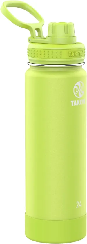 Takeya Actives 24 oz Vacuum Insulated Stainless Steel Water Bottle with Spout Lid, Premium Quality, Citron Green