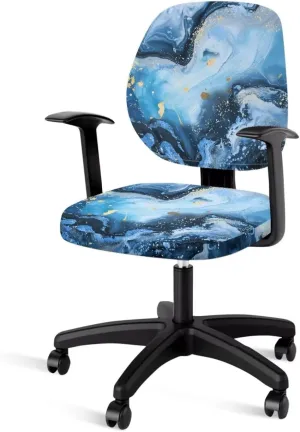 Talayituse Blue Marble Print Office Chair Cover Stretchable Desk Chair Cover Thick Chair Seat Cover Computer Chair Covers Slipcover for Universal Office Chair