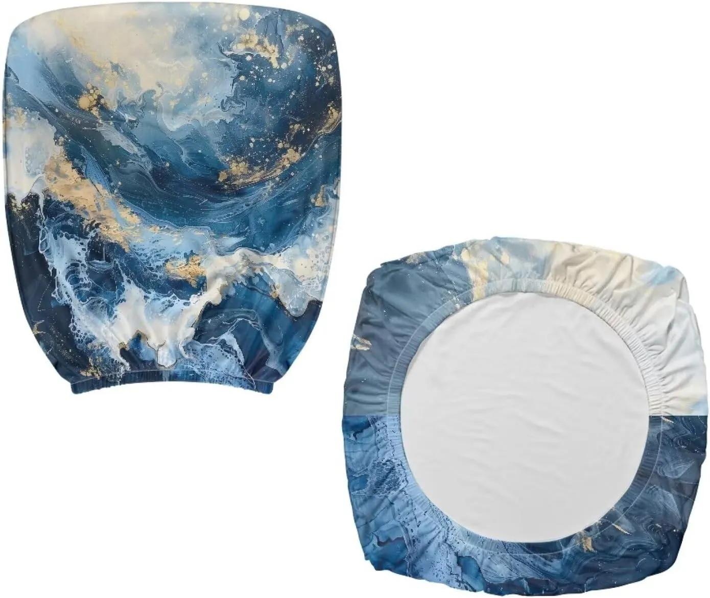 Talayituse Blue Marble Print Office Computer Chair Covers, Split Stretchable Seat Cover Removable & Washable Rotating Chair Protective Slipcover