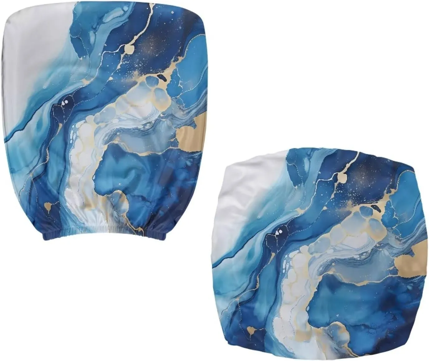 Talayituse Blue Marble Print Office Computer Chair Covers, Split Stretchable Seat Cover Removable & Washable Rotating Chair Protective Slipcover
