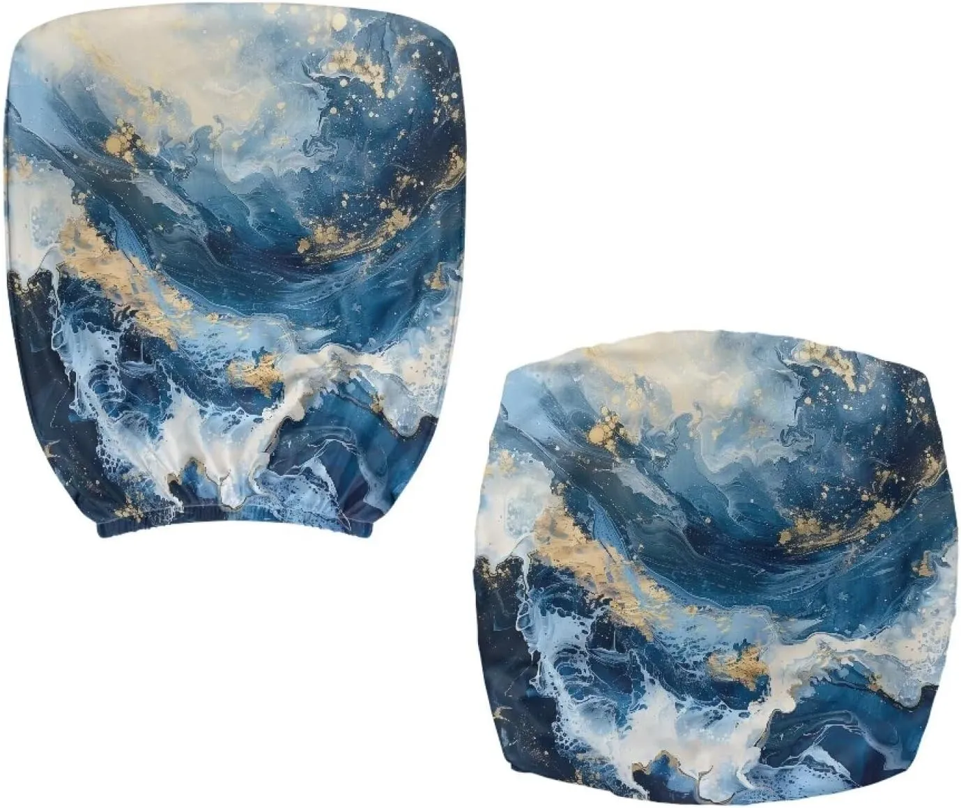 Talayituse Blue Marble Print Office Computer Chair Covers, Split Stretchable Seat Cover Removable & Washable Rotating Chair Protective Slipcover