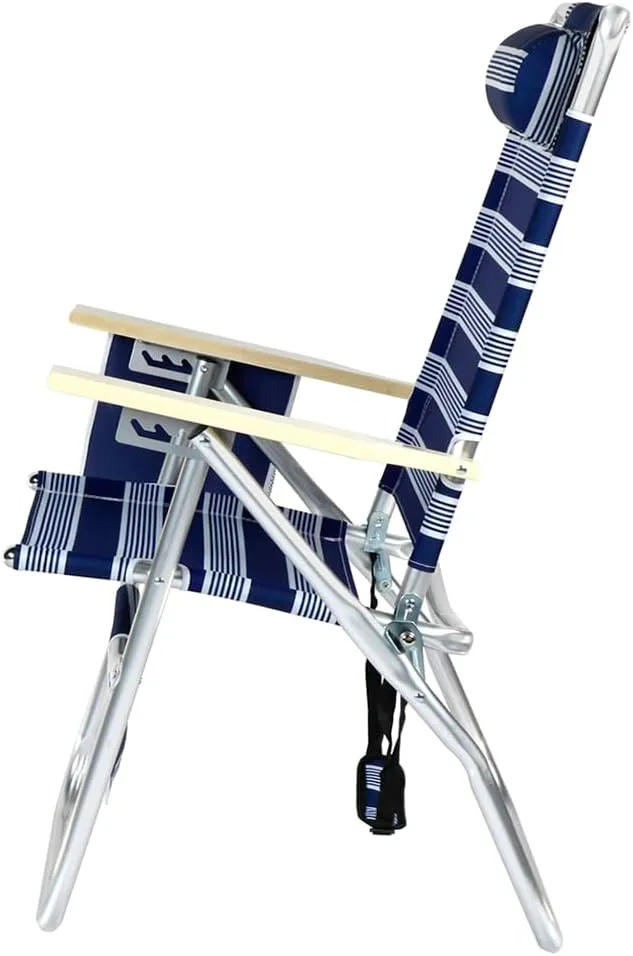 Tall Beach Chair for Adults - Reclining 17 Inch Seat Height, High Off Ground, High Back, 4 Reclining Positions, 250 lbs Capacity with Cup Holder