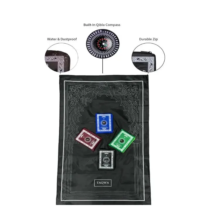 Taqwa Foldable Pocket Travel Prayer Mat With Compass