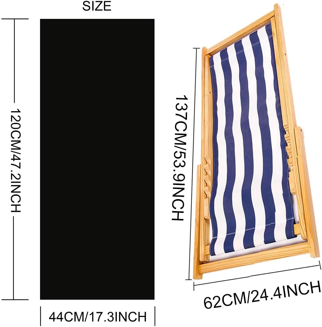 TBACW Chair Replacement Canvas, Beige, 47.24x17.32in, 220lbs Capacity-Only Cloth for Patio Lounge Beach Reclining Sling Chair