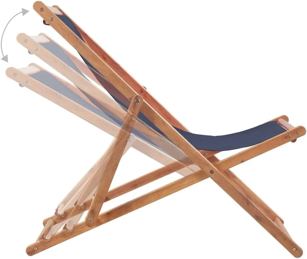 Teak Outdoor Furniture,fire Pit Chairs,Living Room Furniture,Folding Beach Chair Fabric and Wooden Frame BlueFor Gardens, patios, Balconies